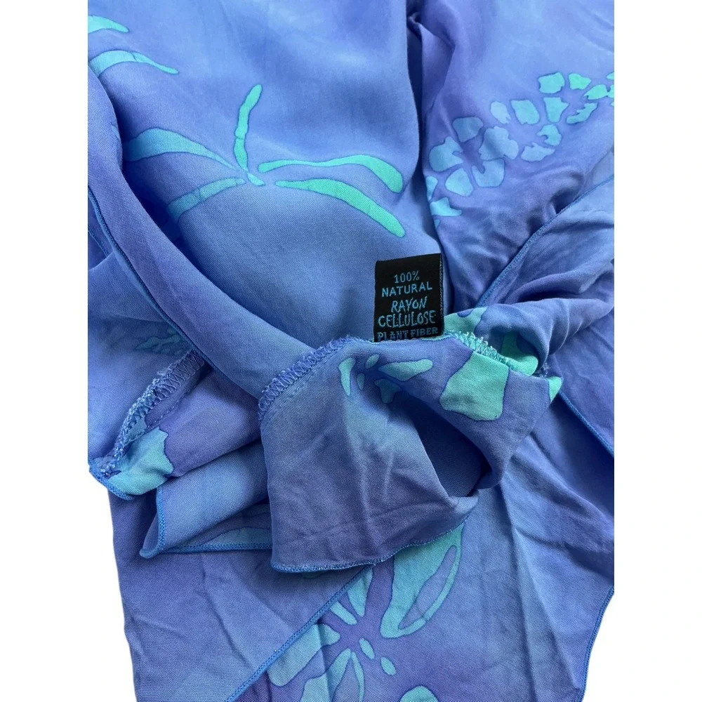 Tropical Tantrum Blue Hawaiian Floral Print Dress V Neck ShortSleeve Casual Mumu - Picture 16 of 16